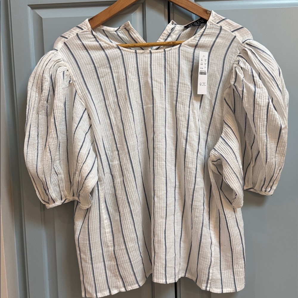 J. Crew Women’s Striped Top | White with Blue Stripes | L
